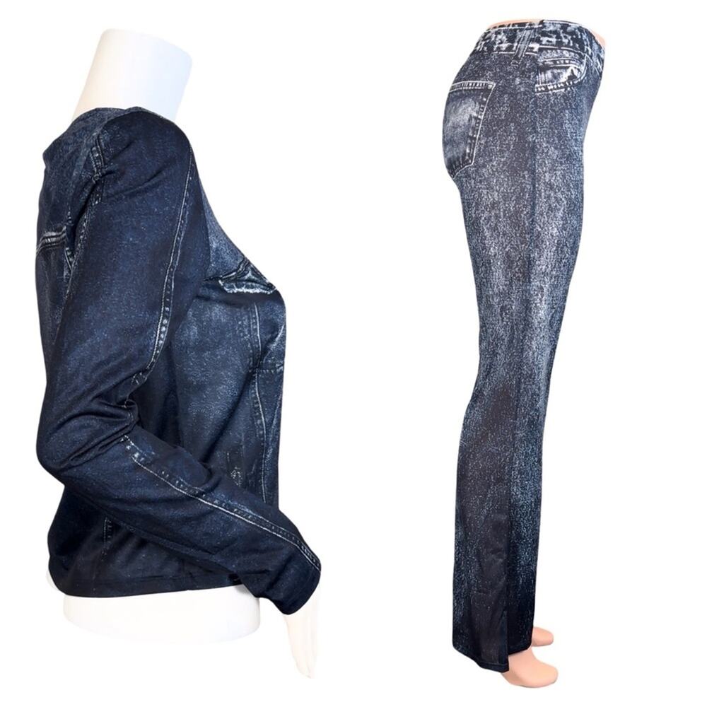 NWT Zara Denim Printed Pantsuit SZ M $89 - Picture 7 of 15